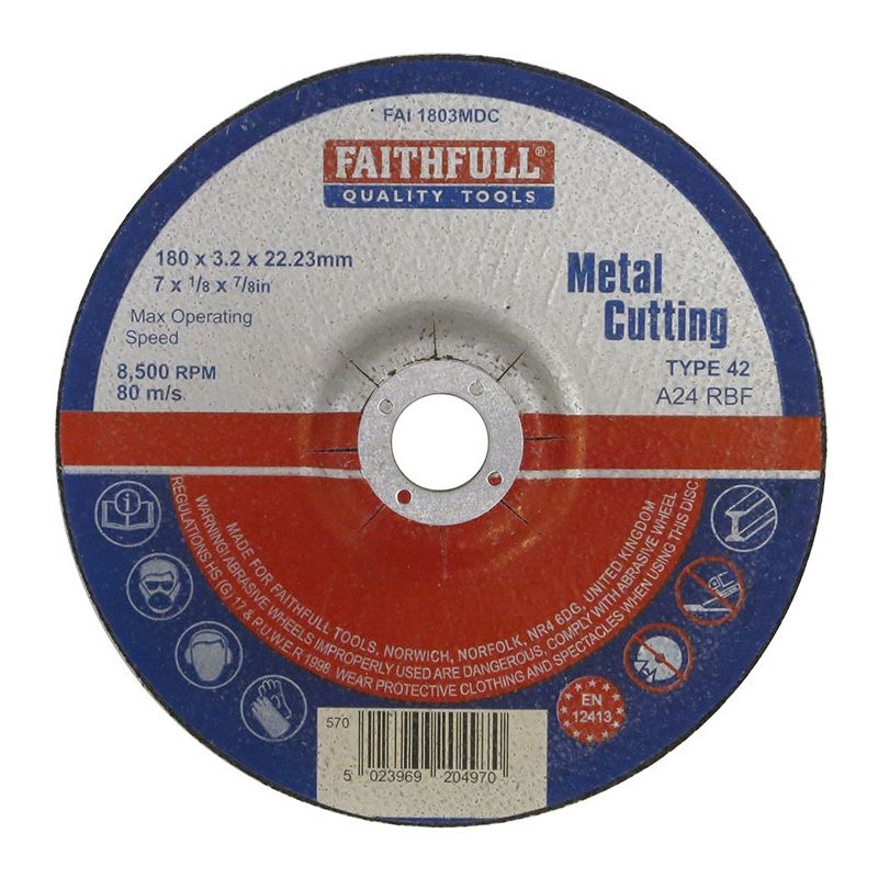 FAITHFULL FAI1803MDC METAL CUTTING DISC 3.2 x 22 x 180mm