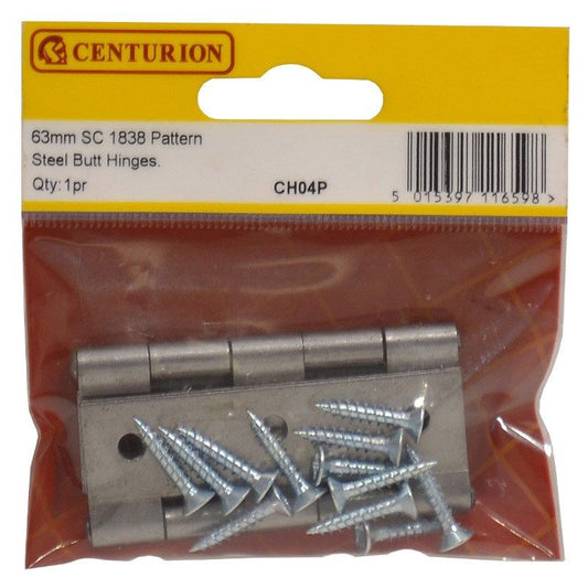 CENTURION CH04P SELF COLOUR 1838 PATTERN STEEL BUTT HINGE 63mm