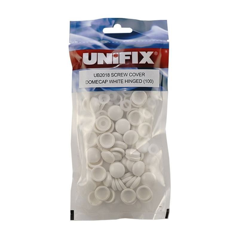 UNIFIX HINGED DOME CAP SCREW COVER WHITE (PACK 100) UB2018