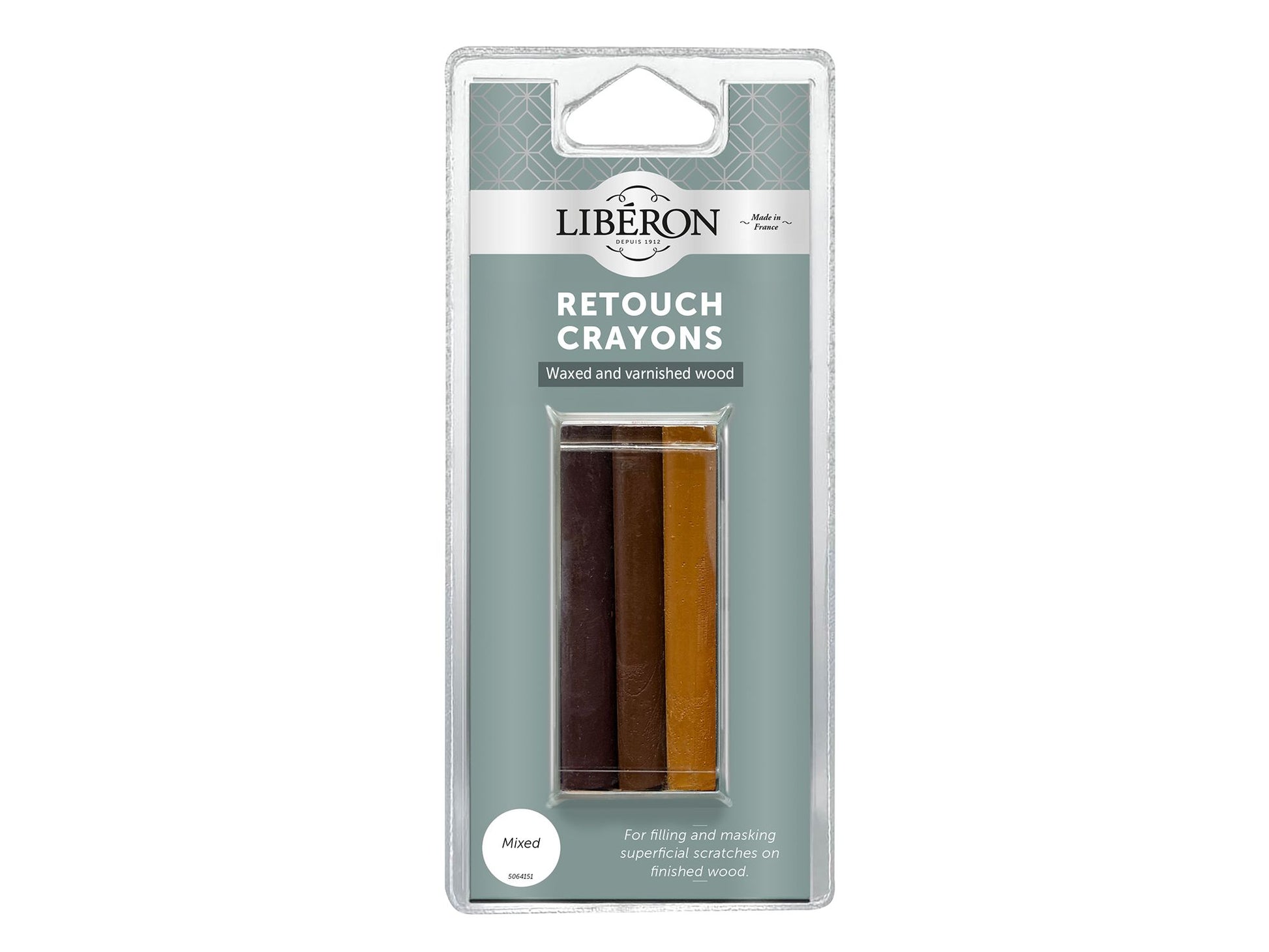 LIBERON SCRATCHED WOOD RETOUCH CRAYONS (PACK 3) MIXED COLOURS LIBRCAN