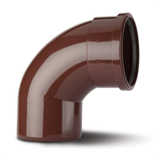 POLYPIPE SOIL BEND SINGLE SOCKET 110mm x 92.5deg BROWN SB409BR