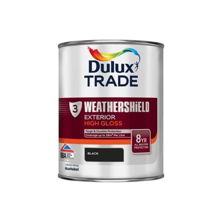 DULUX TRADE WEATHERSHIELD GLOSS 1l BLACK 5180253