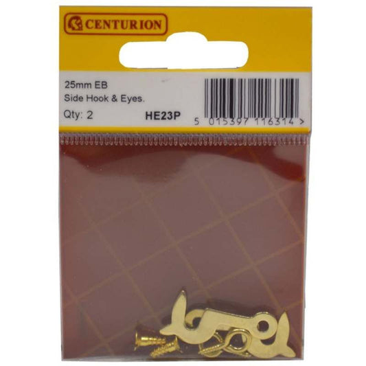 CENTURION HE23P ELECTRO BRASSED 25mm SIDE HOOKS & EYES