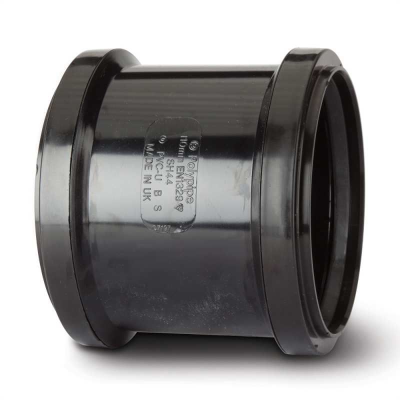POLYPIPE SOIL DOUBLE SOCKET 110mm SH44 SH44B BLACK