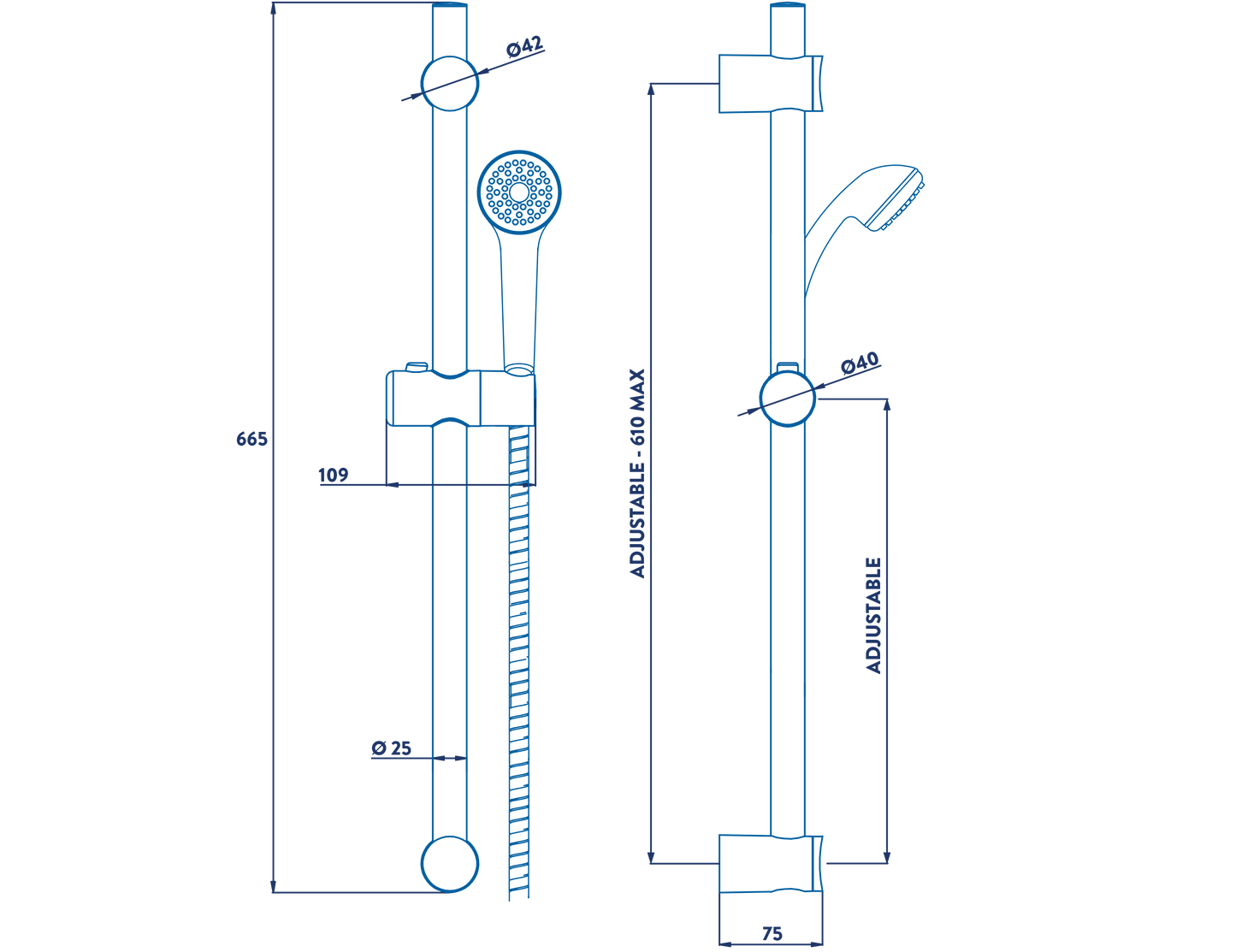 CROYDEX AM250922 1 FUNCTION SHOWER SET & RISER WHITE