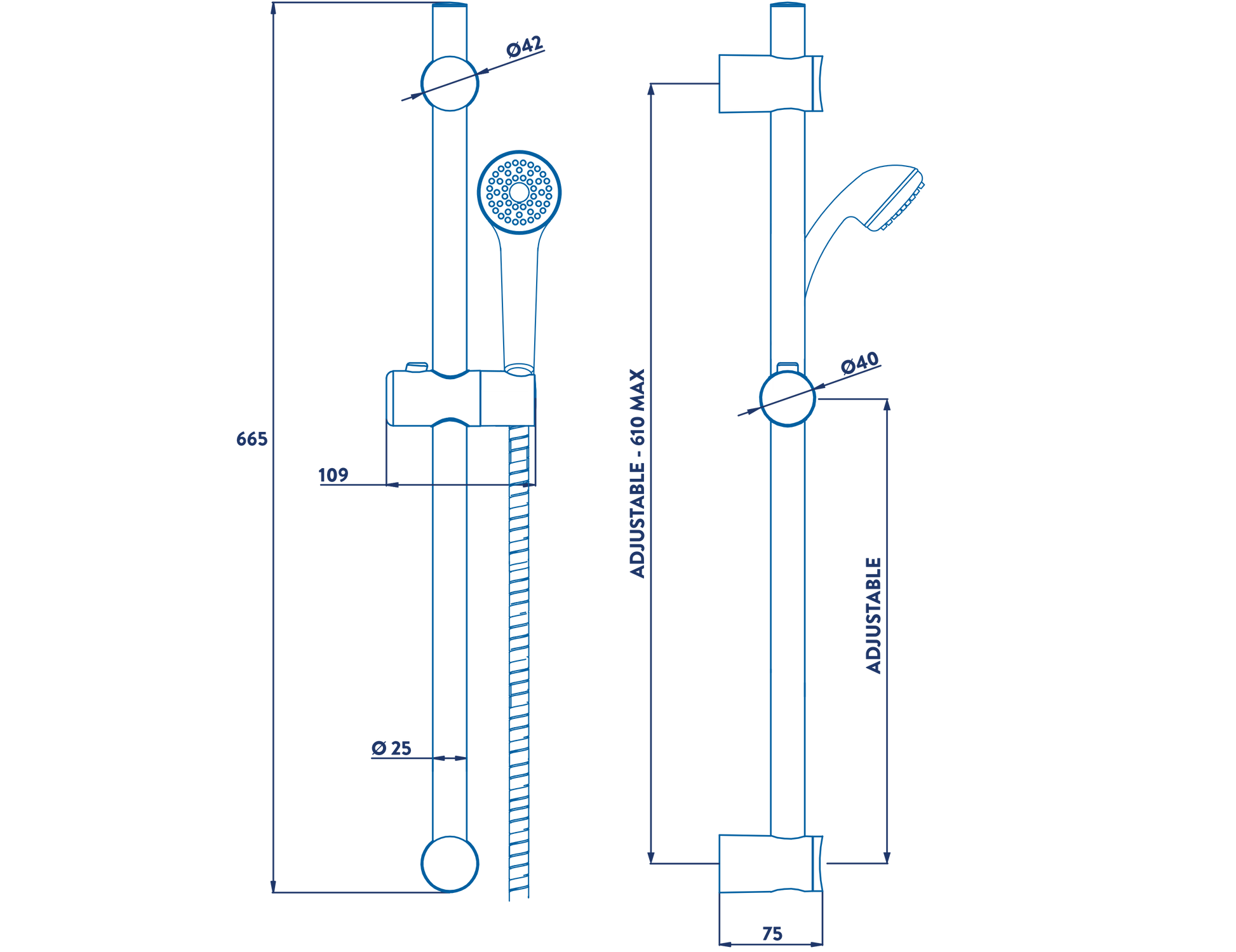 CROYDEX AM250922 1 FUNCTION SHOWER SET & RISER WHITE