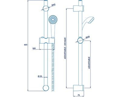 CROYDEX AM250922 1 FUNCTION SHOWER SET & RISER WHITE