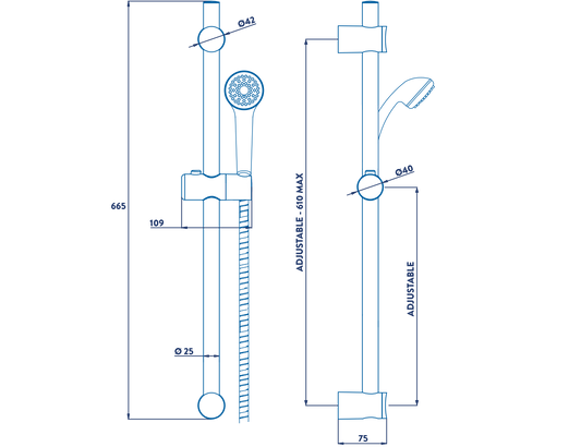 CROYDEX AM250922 1 FUNCTION SHOWER SET & RISER WHITE