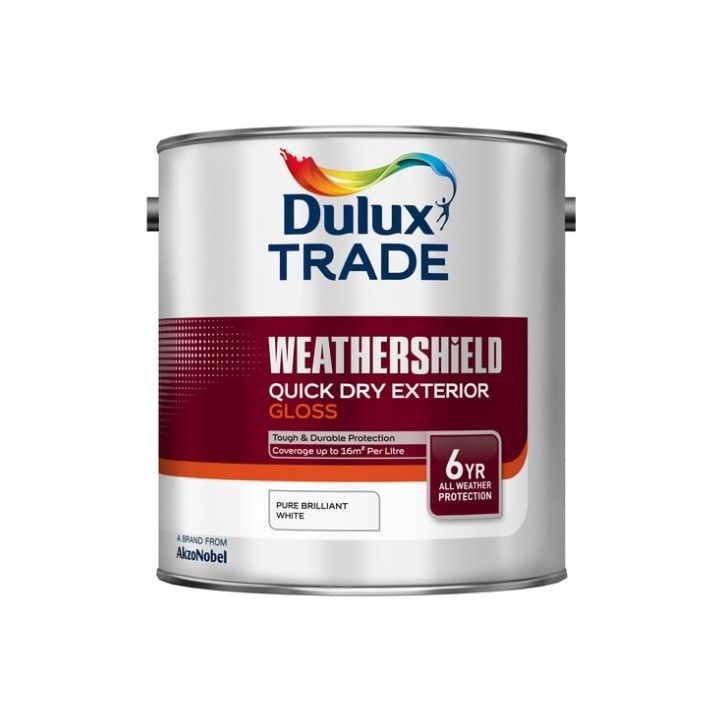 DULUX TRADE WEATHERSHIELD HIGH GLOSS 1l PURE BRILLIANT WHITE 5180254