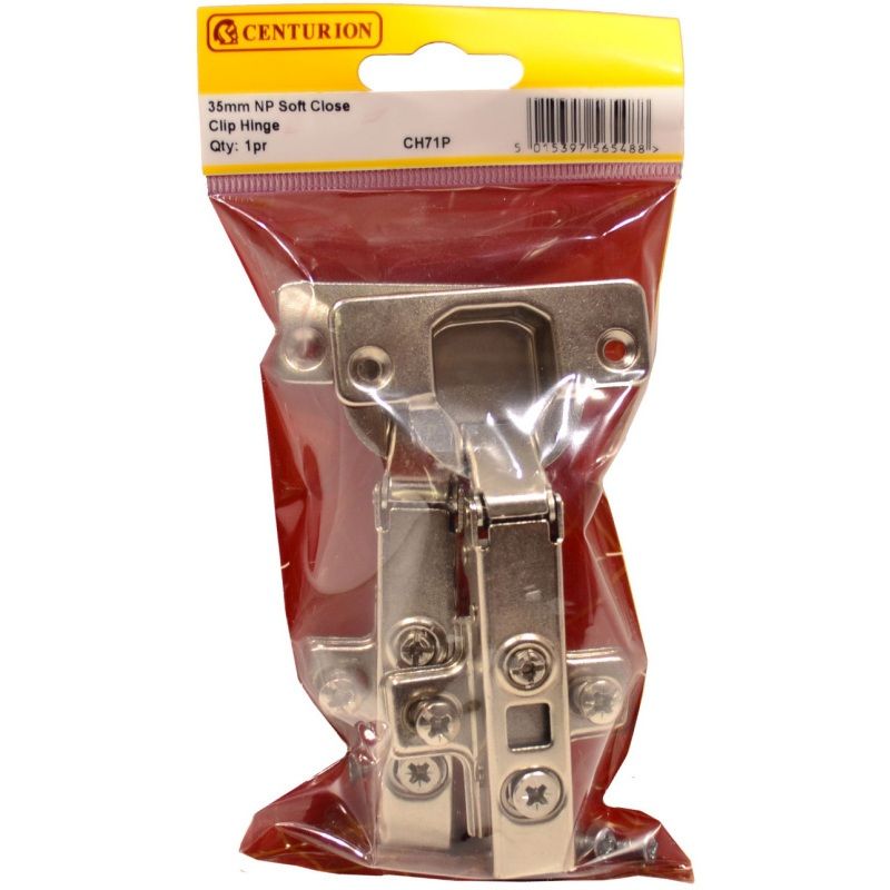 CENTURION CH71P NICKEL PLATED CLIP ON SPRUNG SOFT CLOSE CONCEALED HINGE 35mm x 90deg