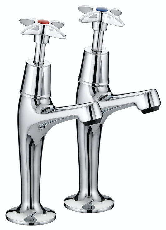 BRISTAN VAXHNKC 5412 CROSS TOP HIGH NECK PILLAR TAPS (PAIR) CHROME