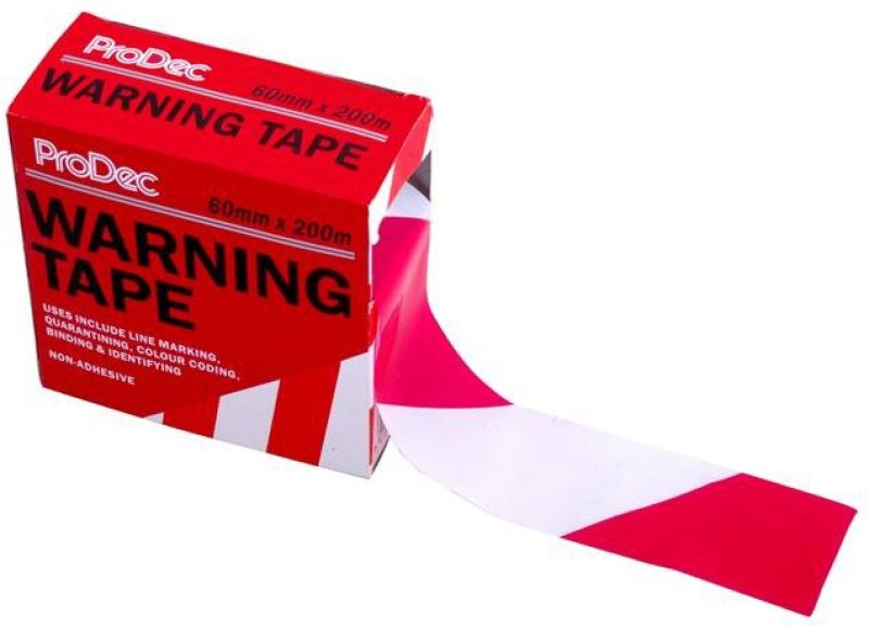 RODO PTWT200 60mm x 200m RED / WHITE HAZARD WARNING TAPE