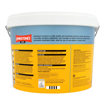 JOHNSTONES JONMAT OBLITERATE MATT EMULSION 10l BRILLIANT WHITE 386447