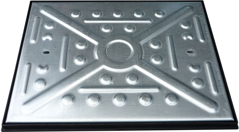 EJ GALV MANHOLE COVER POLY FRAME SINGLE SEAL 600 x 450 x 30mm 10T 52CGP