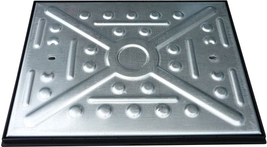 EJ GALV MANHOLE COVER POLY FRAME SINGLE SEAL 600 x 450 x 30mm 10T 52CGP