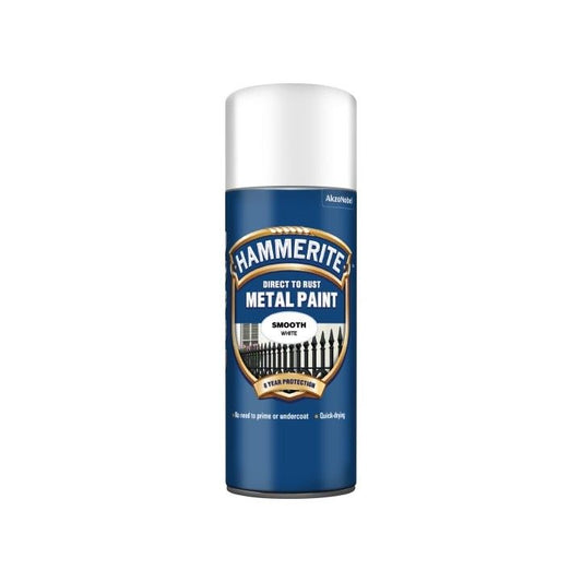HAMMERITE 400ml AEROSOL SMOOTH DIRECT TO RUST METAL PAINT WHITE 5084782