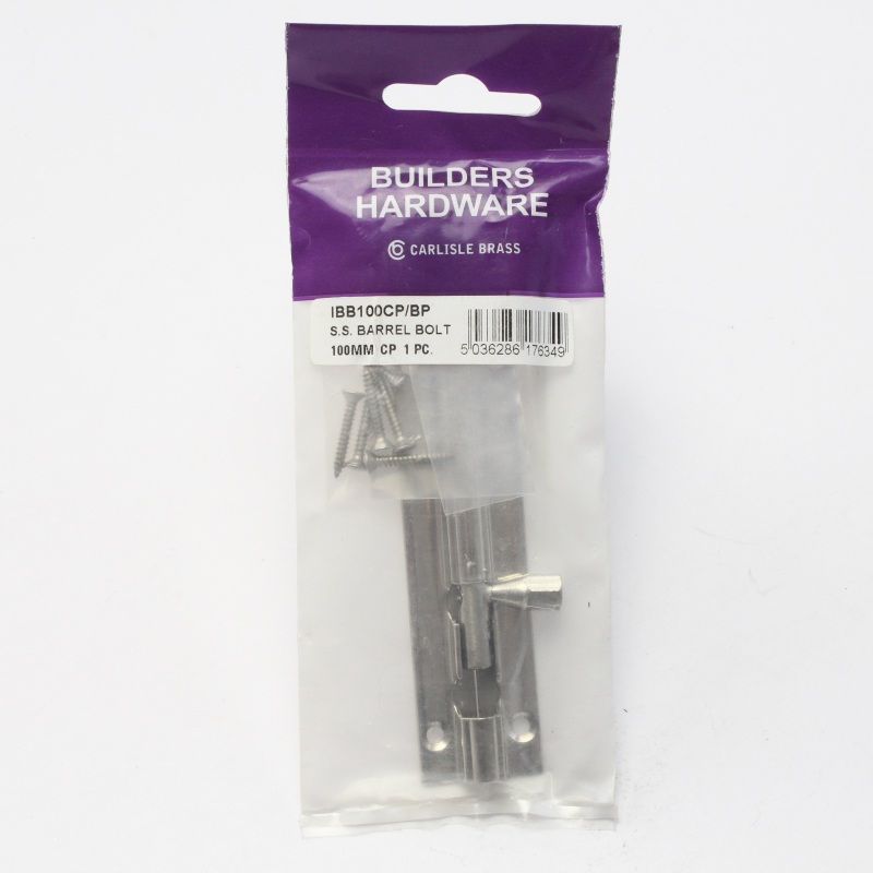 CARLISLE BRASS CHROME BARREL BOLT 100mm IBB100CP/RP
