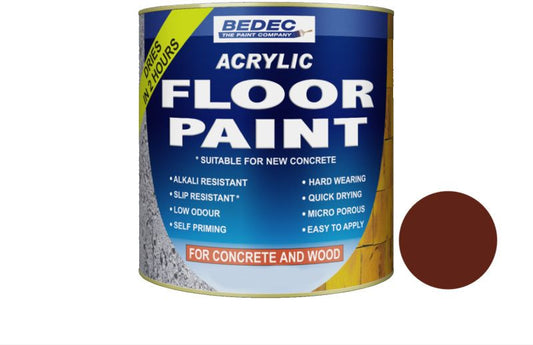 BEDEC ACRYLIC FLOOR PAINT 1l TILE RED BEDE2FF0004/38
