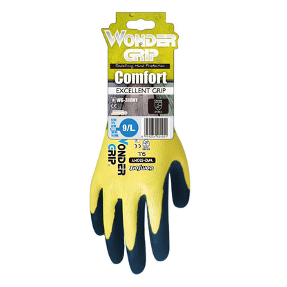 WONDER GRIP COMFORT LATEX PALMED HIGH-VIS GLOVES EXTRA LARGE WG310HY101