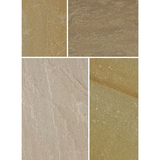 BRADSTONE NATURAL SANDSTONE PAVING PATIO PACK 15.3m2 AUTUMN GREEN 07552