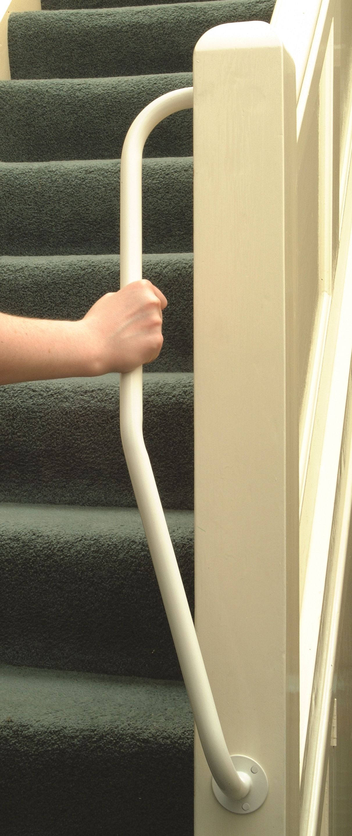 AKW POWDER COATED STEEL NEWEL RAIL 32mm WHITE 01745R RIGHT HAND