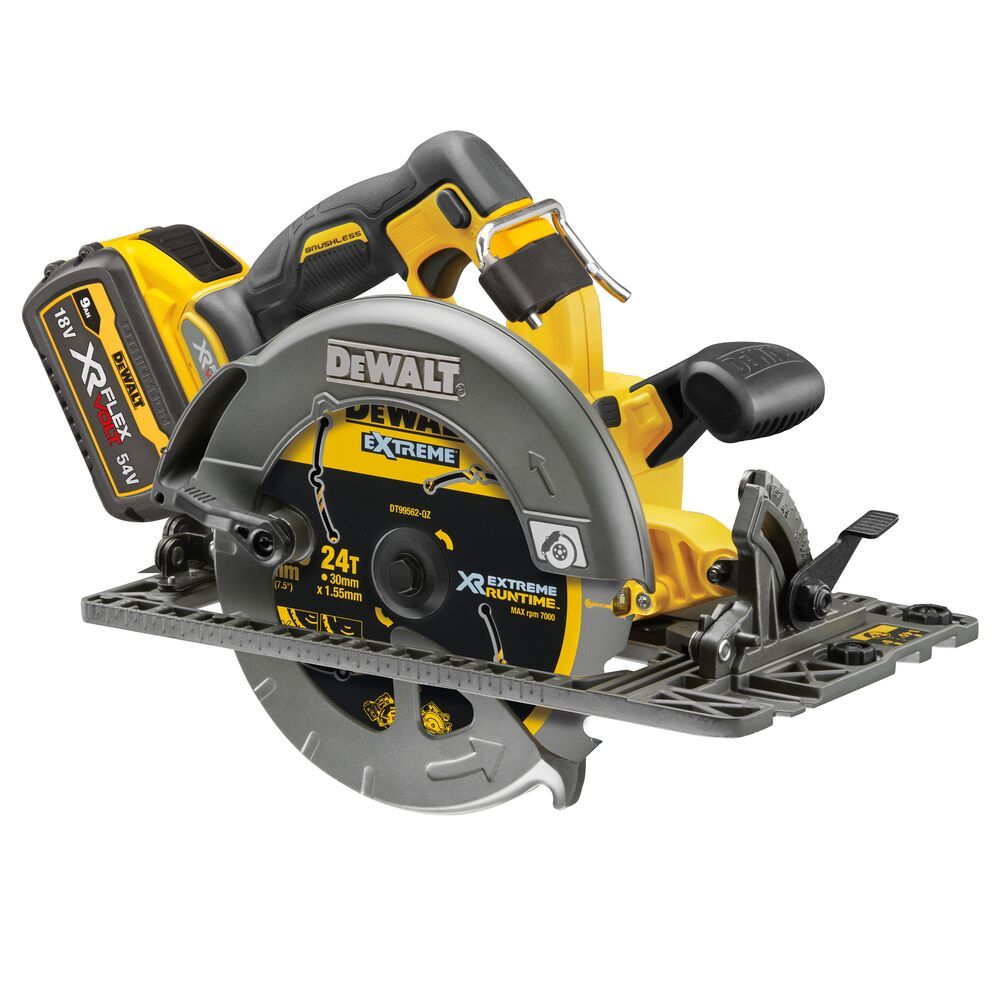 DeWalt 54V Xr FlexVolt Circular Saw 190mm 2 x 9.0ah Batteries (Fits Rail) | DCS579X2-GB