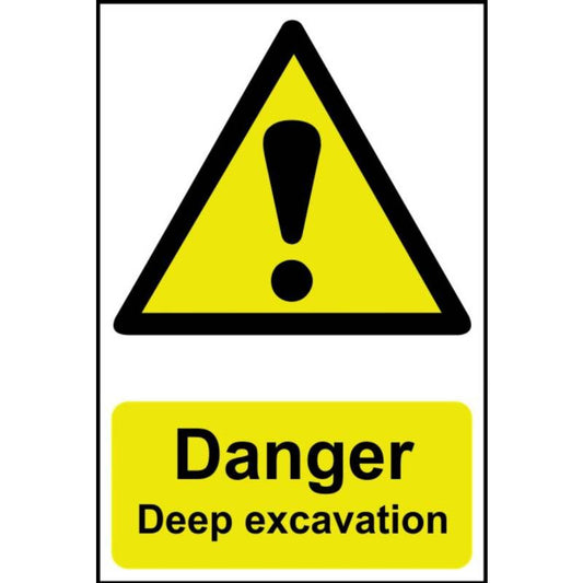 PVC SELF ADH SIGN 400mm WIDE x 600mm DANGER DEEP EXCAVATION 4103