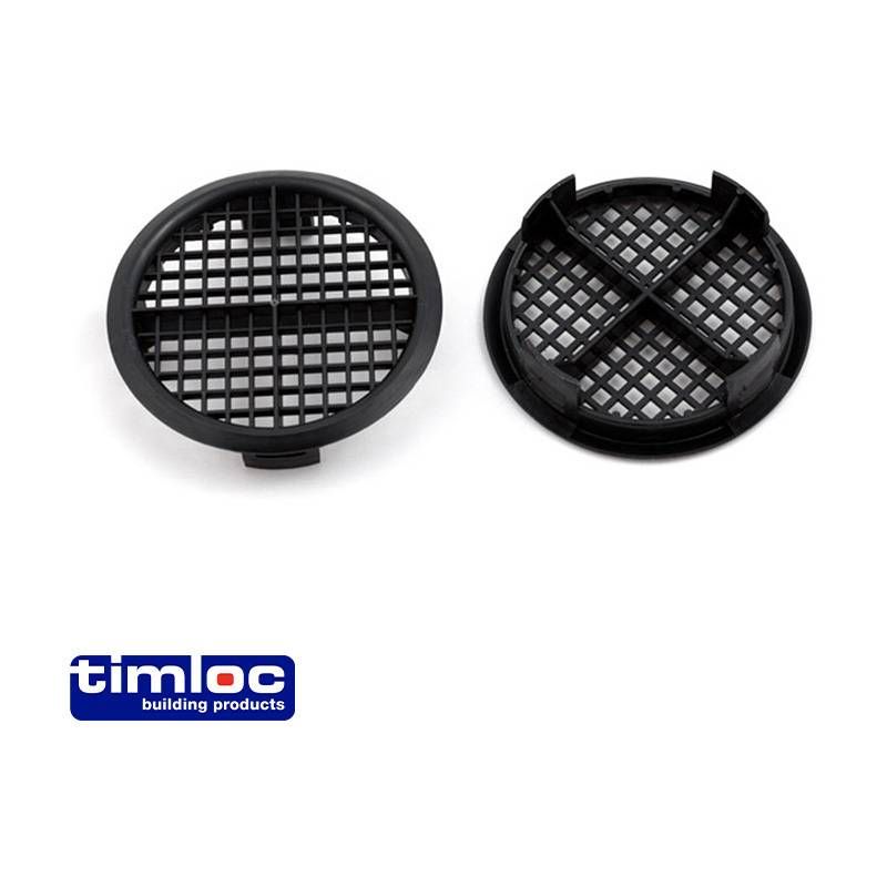 TIMLOC ROUND PUSH-IN SOFFIT VENT (PACK 10) BLACK 1141