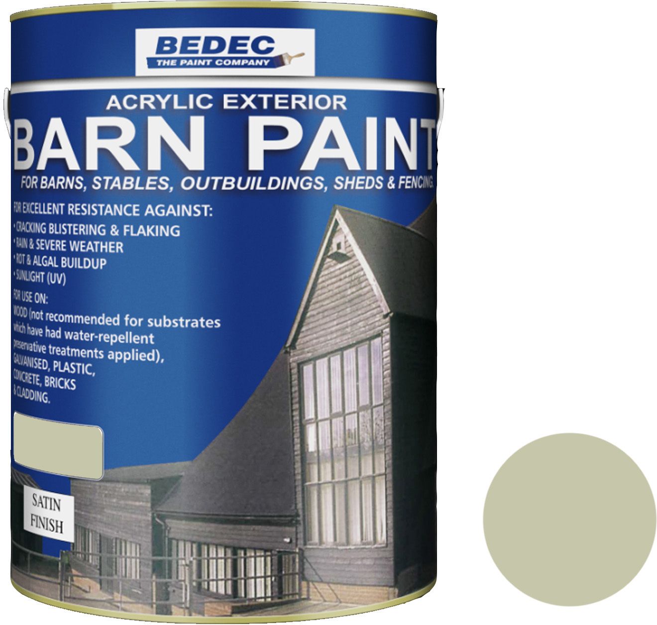 BEDEC SATIN BARN PAINT 5l FRENCH GREY BEDE2AV2015/46