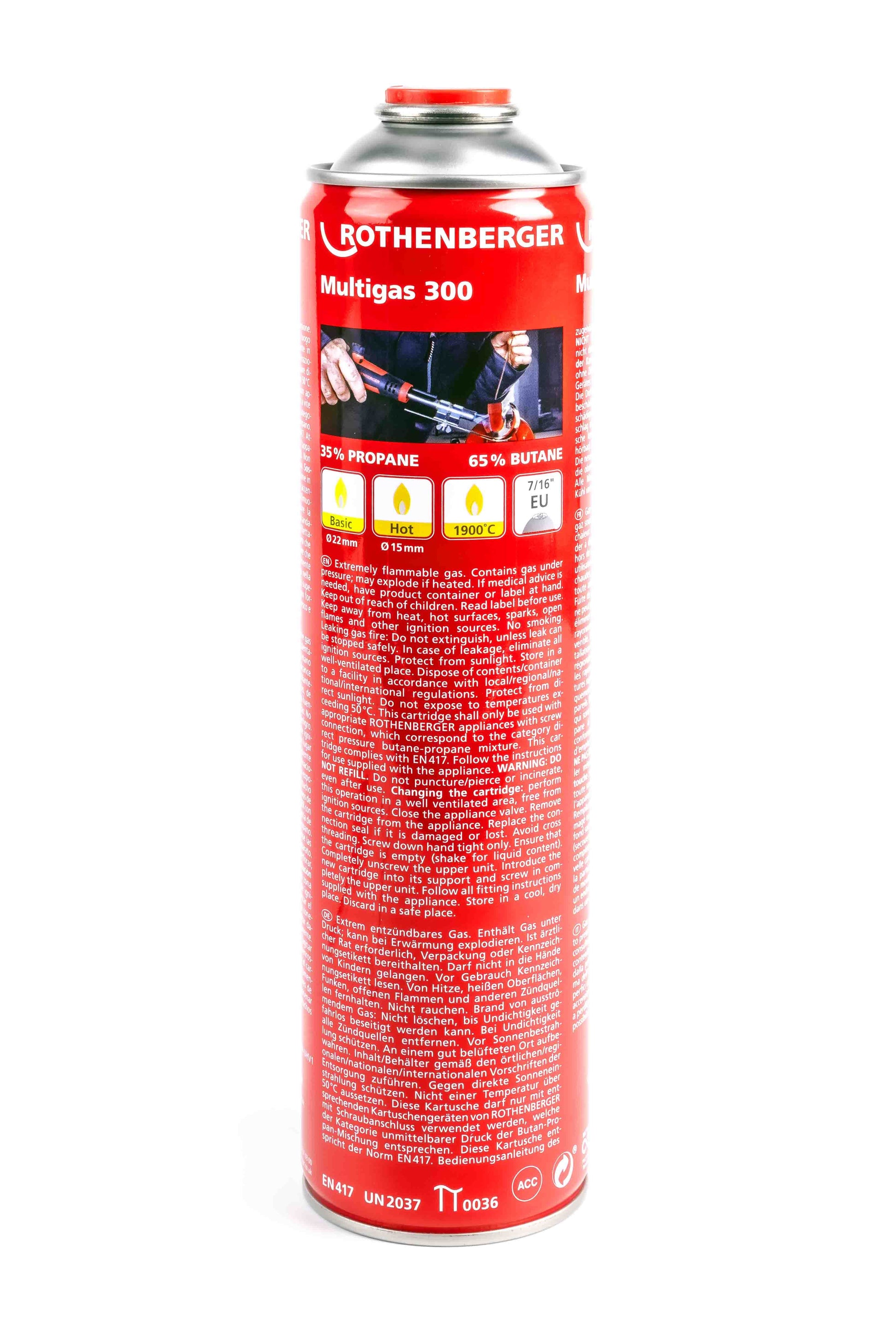 ROTHENBERGER MULTIGAS 300 CYLINDER 600ml 80057