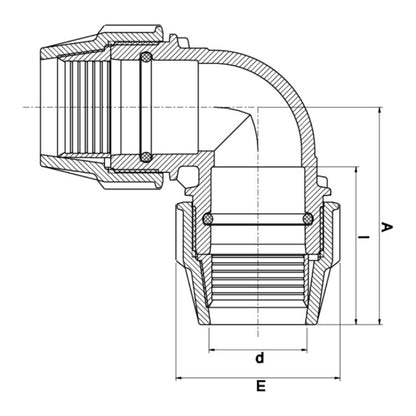 PLASSON 90deg ELBOW 32 x 32mm PL070500032