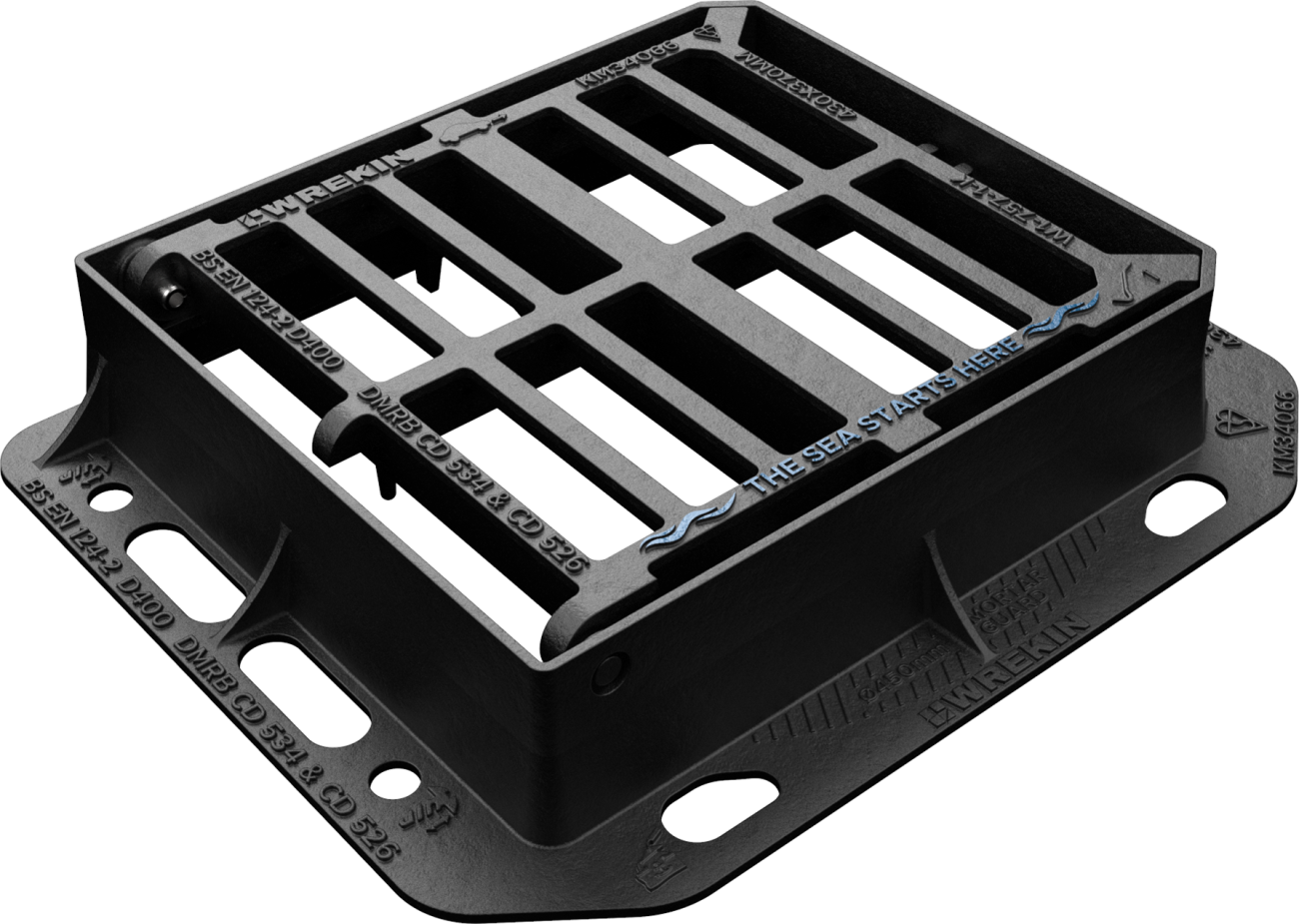 WREKIN (A757) 430 x 370 x 100mm D/IRON A/THEFT GRATE & FRAME D400 TRISTAR RANGE DGH0D4/4337/KT