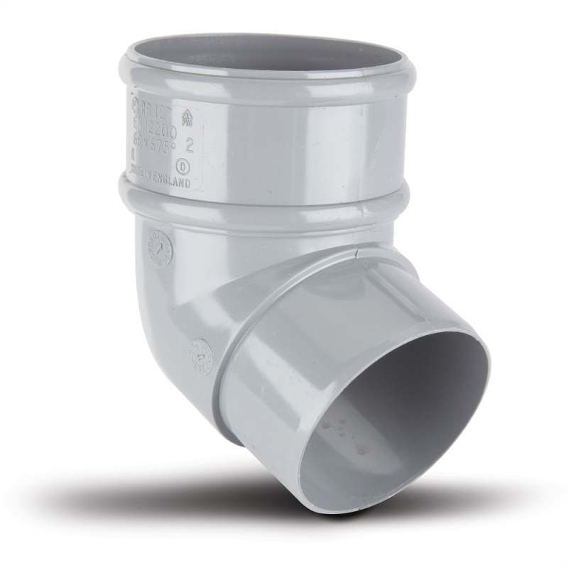 POLYPIPE RAINWATER DOWNPIPE OFFSET BEND 68mm x 112.5deg RR127G GREY