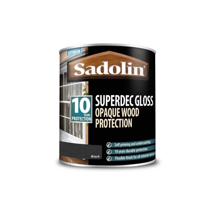SADOLIN SUPERDEC OPAQUE WOOD STAIN 1l BLACK GLOSS 5028853