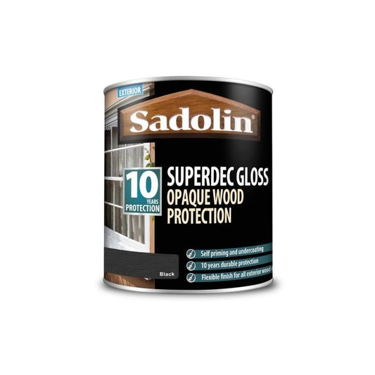 SADOLIN SUPERDEC OPAQUE WOOD STAIN 1l BLACK GLOSS 5028853