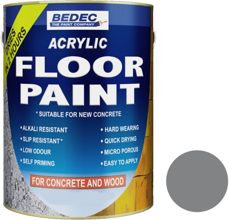 BEDEC ACRYLIC FLOOR PAINT 5l BATTLESHIP GREY BEDE2FFR001/46