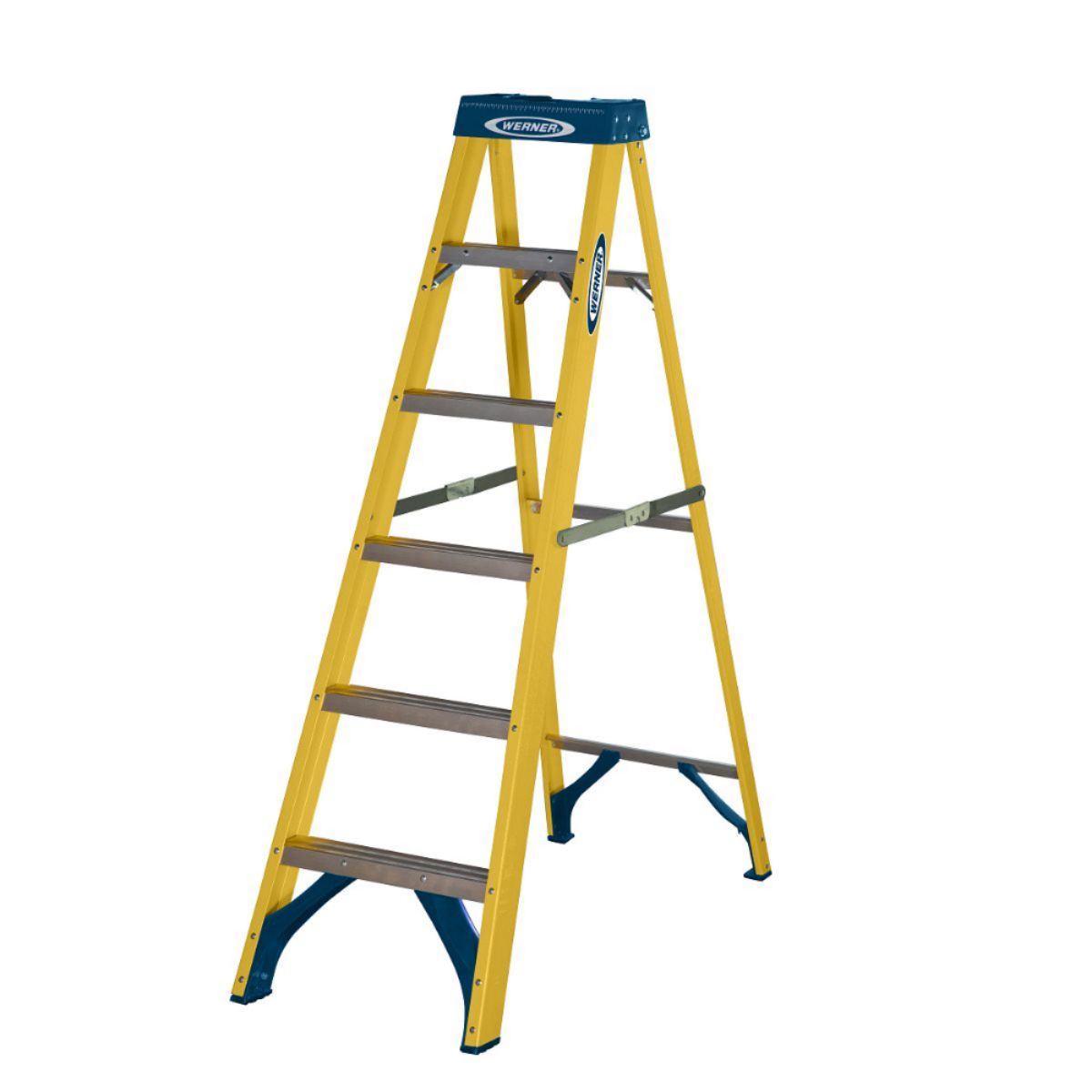 WERNER FIBREGLASS SWINGBACK STEPLADDER TRADE 6 TREAD 7160618