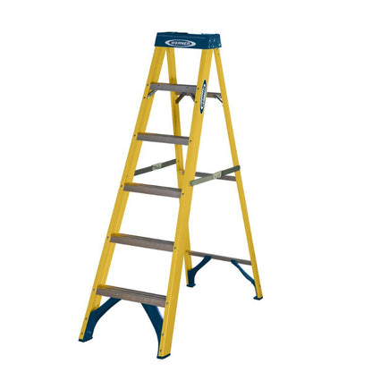 WERNER FIBREGLASS SWINGBACK STEPLADDER TRADE 6 TREAD 7160618
