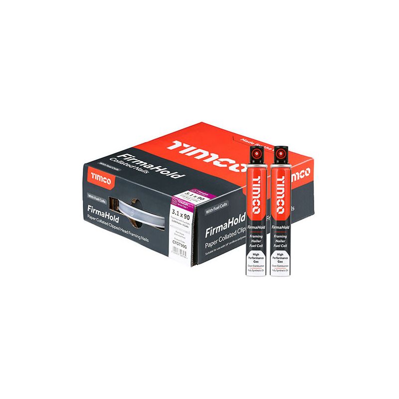 TIMCO FIRMAHOLD GALV SMOOTH COLLATED NAILS & GAS 3.1 x 90mm (PACK 2200) CFGT90G