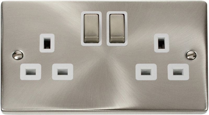 CLICK VPSC536WH 2G 13A DP SW SOCKET SATIN CHROME