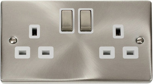 CLICK VPSC536WH 2G 13A DP SW SOCKET SATIN CHROME