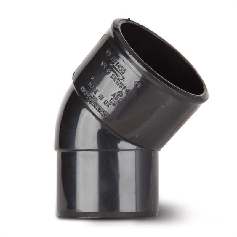 POLYPIPE ABS SPIGOT BEND 40mm x 45deg WS49 WS49B BLACK