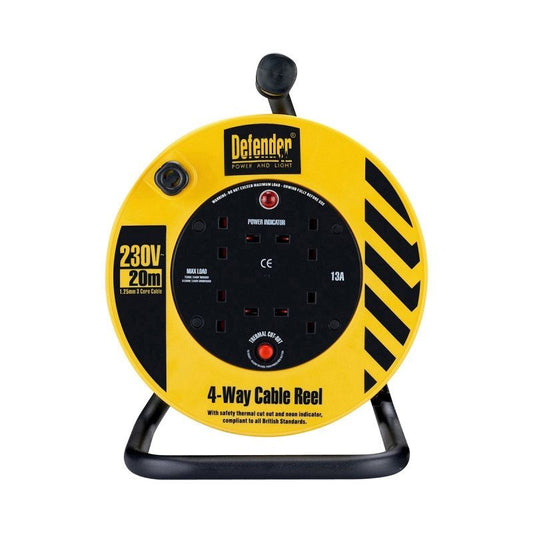 TOOLSTREAM DEFENDER 4-WAY CABLE REEL 240v 20m 13a 1.25mm E86465