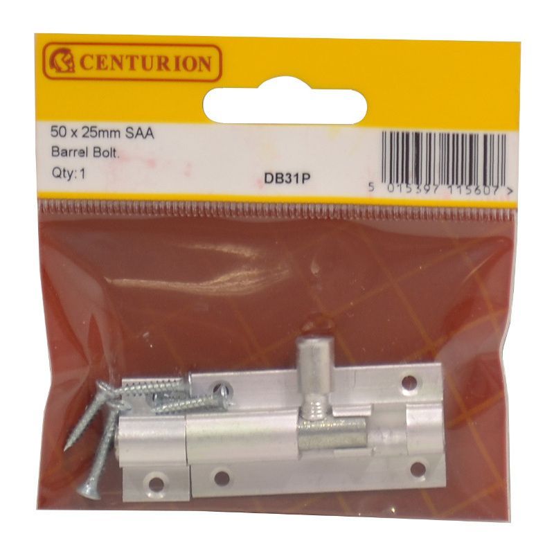 CENTURION DB31P ALUMINIUM 50mm STRAIGHT BARREL BOLT