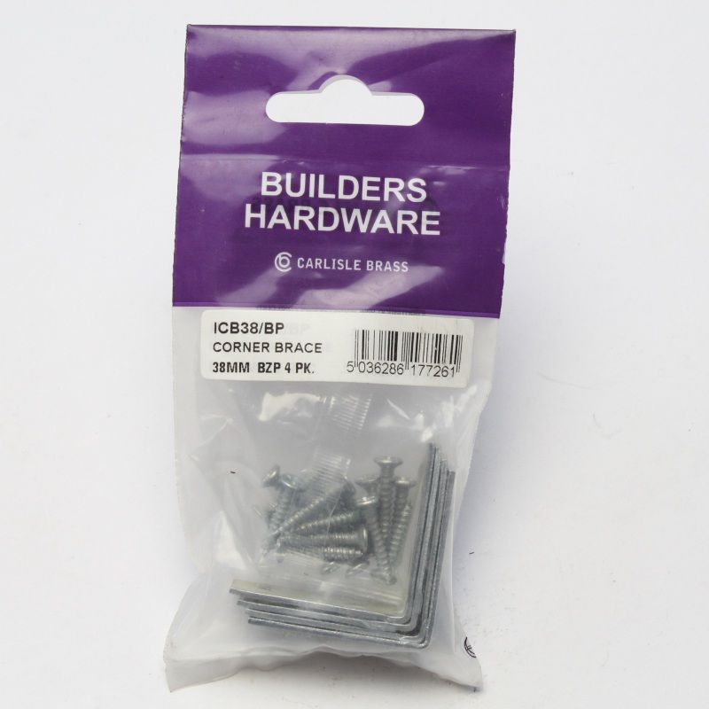CARLISLE BRASS ZINC PLATED CORNER BRACE 76mm (PACK 4) ICB76/RP