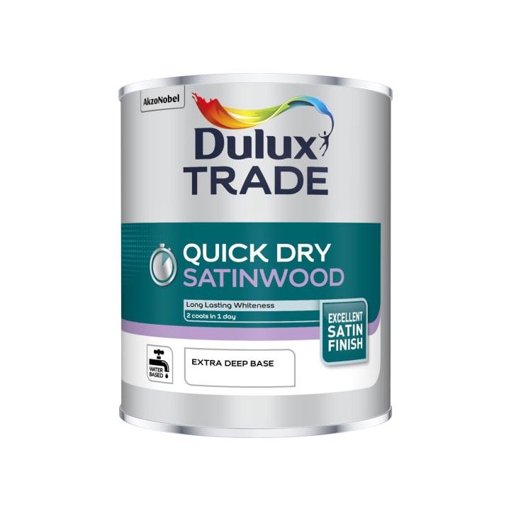 DULUX TRADE QUICK DRY SATINWOOD BASE 1l EXTRA DEEP 5220129