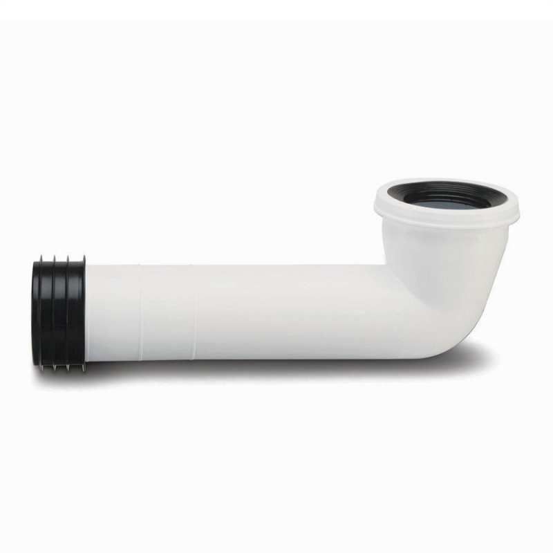 POLYPIPE KWIKFIT WC CONNECTOR LONG 90deg x 110mm WHITE SK50