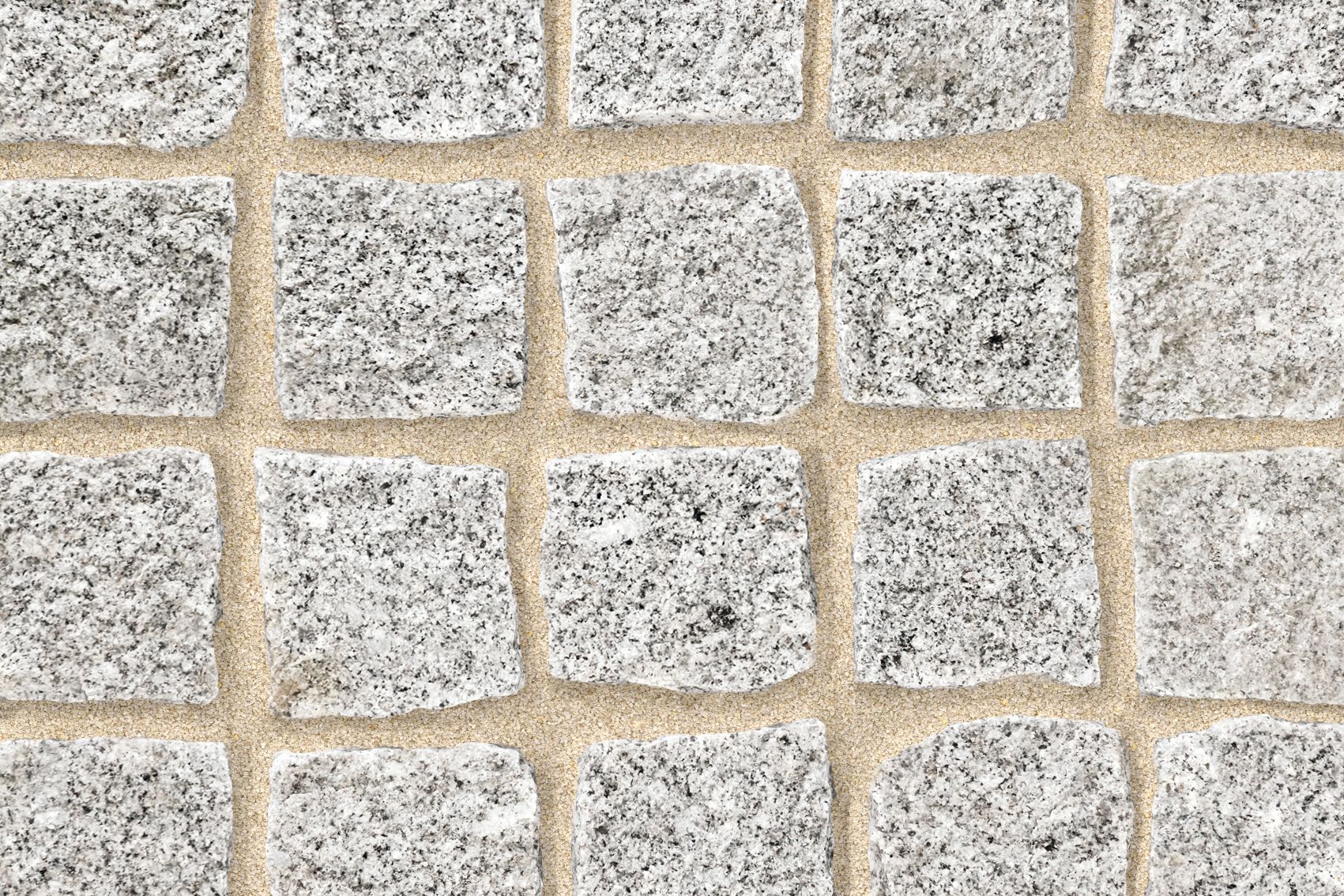 MARSHALLS NATURAL STONE CROPPED GRANITE SETTS 110 x 110 x 100mm SILVER GREY NS3751010