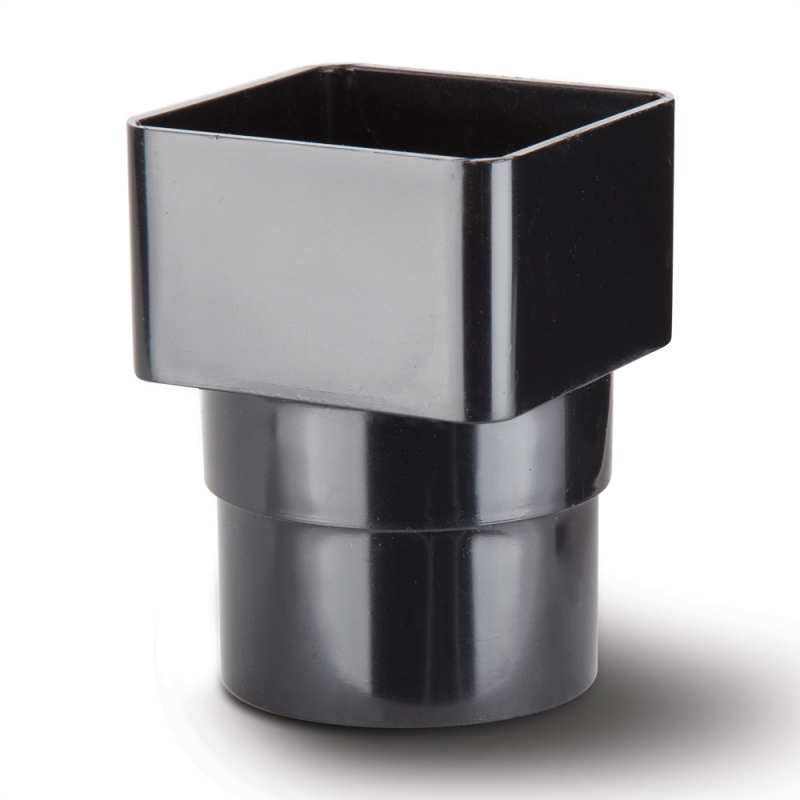 POLYPIPE RAINWATER 65mm SQUARE TO ROUND DOWNPIPE ADAPTOR RS231B BLACK
