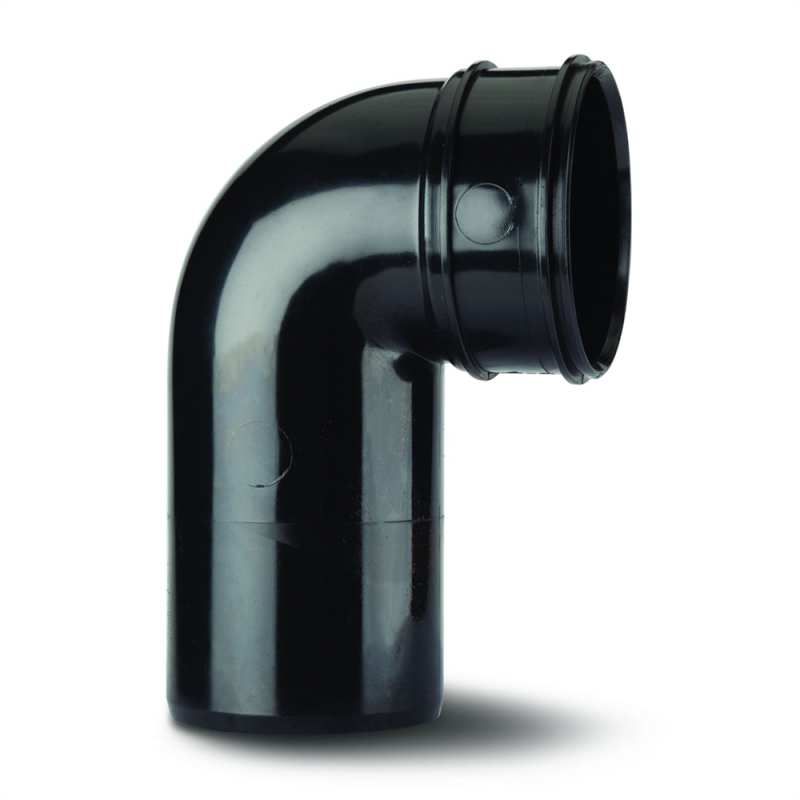 POLYPIPE SOLVENT SOIL BEND S/S 110mm x 90deg SWB47B BLACK